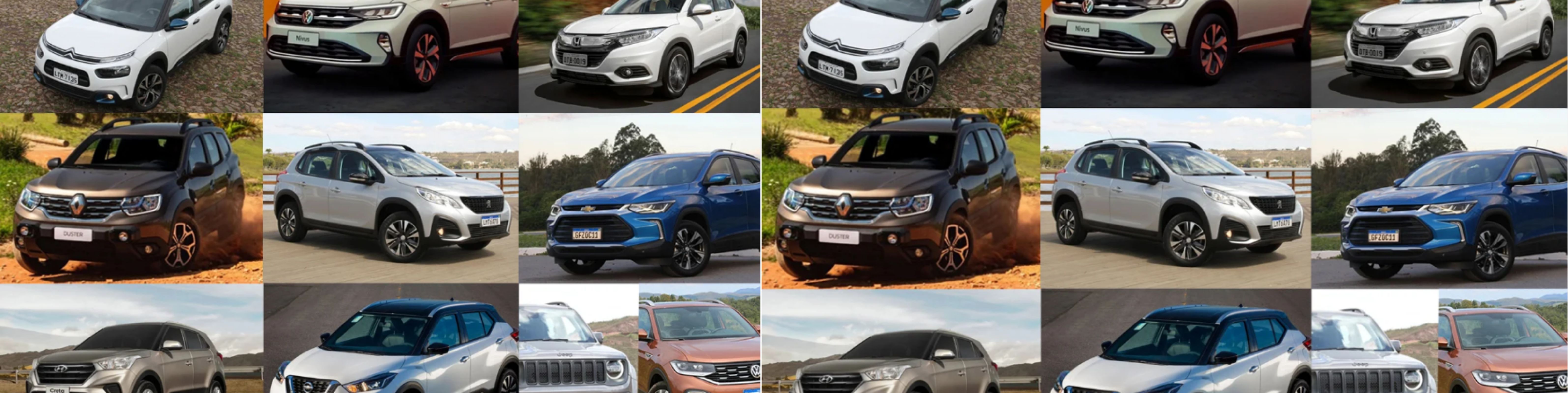 Avaliação de Modelos Populares de Carros Compactos, Sedans e SUVs